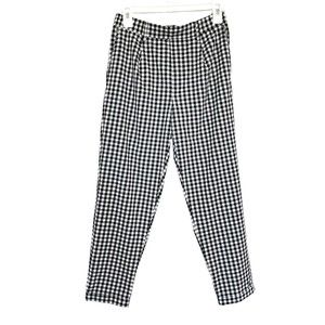 Bershka Womens Pants Capris High Waist Plaid Stretch Preppy Roll Hem Size Large